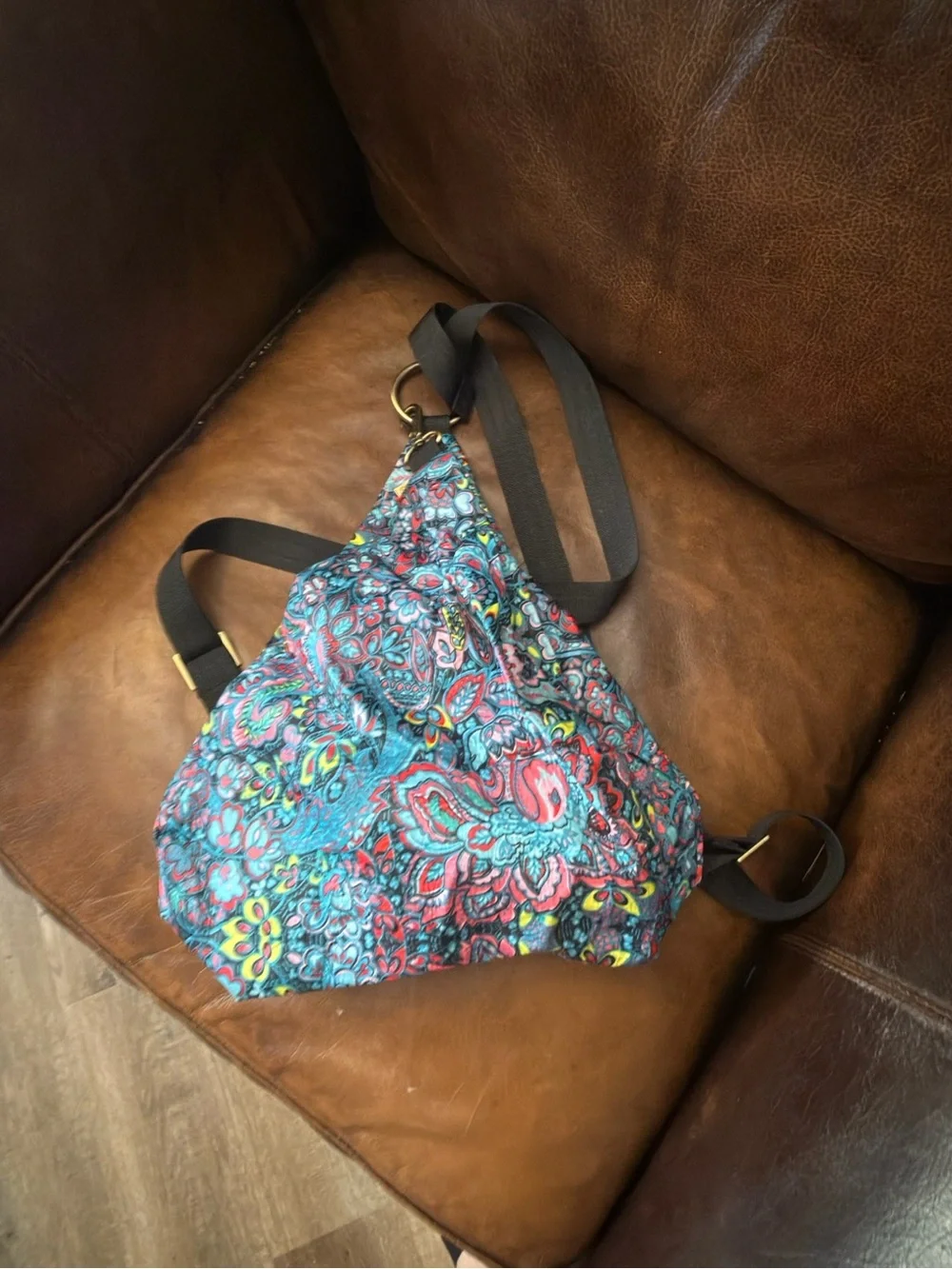 Multicolor Floral Quilted Sling Backpack - Stylish Women’s Crossbody